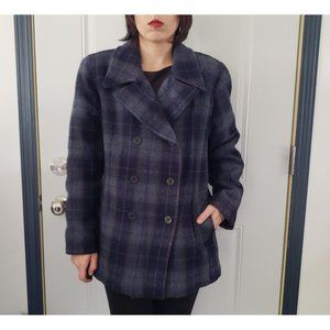 Blue Wool Plaid‎ Peacoat